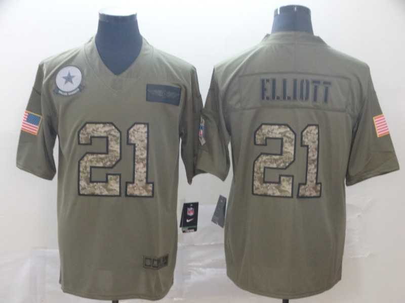 Men's Dallas Cowboys Ezekiel Elliott #21 Brown Authentic Jersey